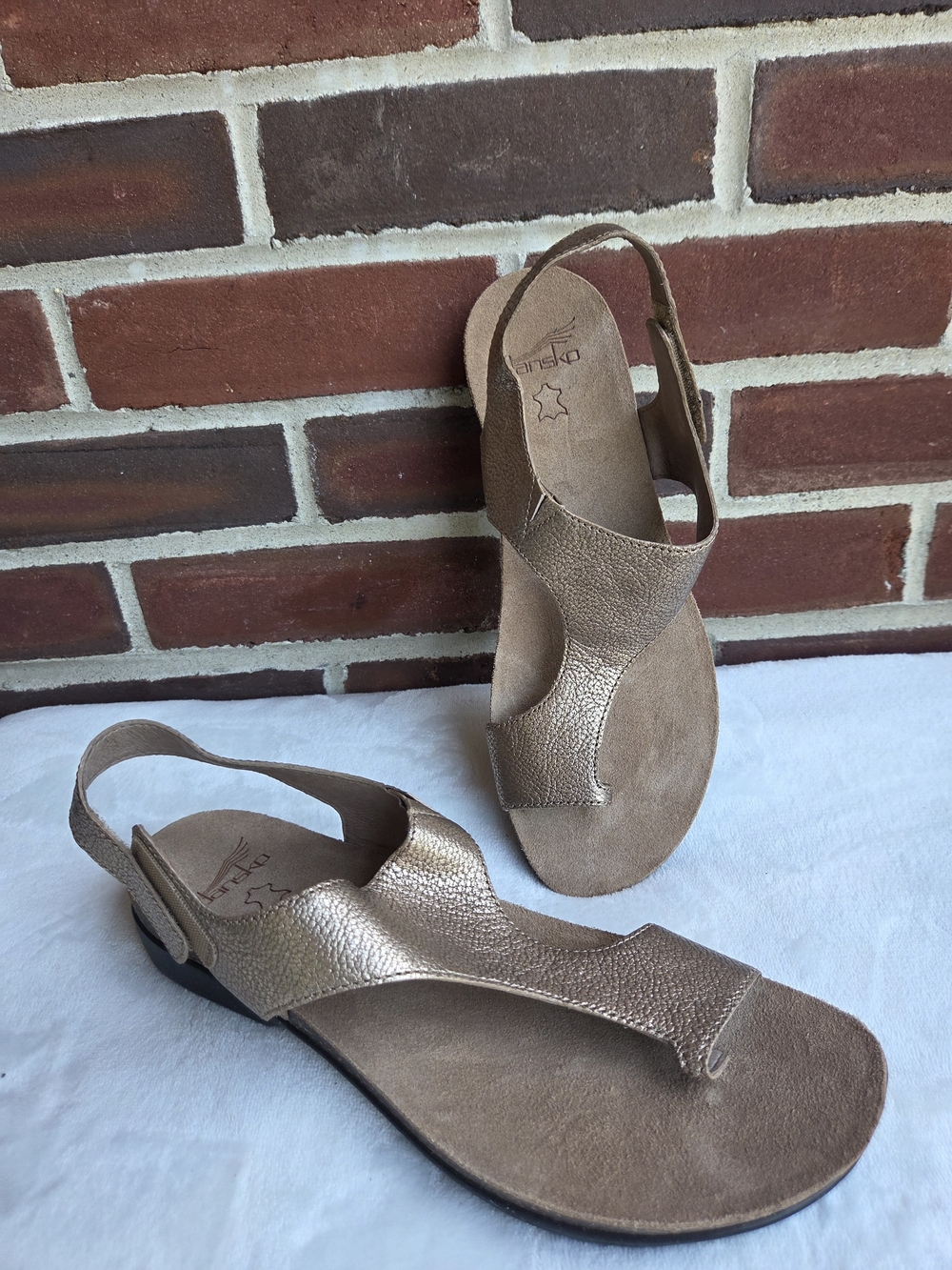 Dansko Bronze Metallic Leather Slingback Toe Loop Comfort Sandals EU 41 US 10
